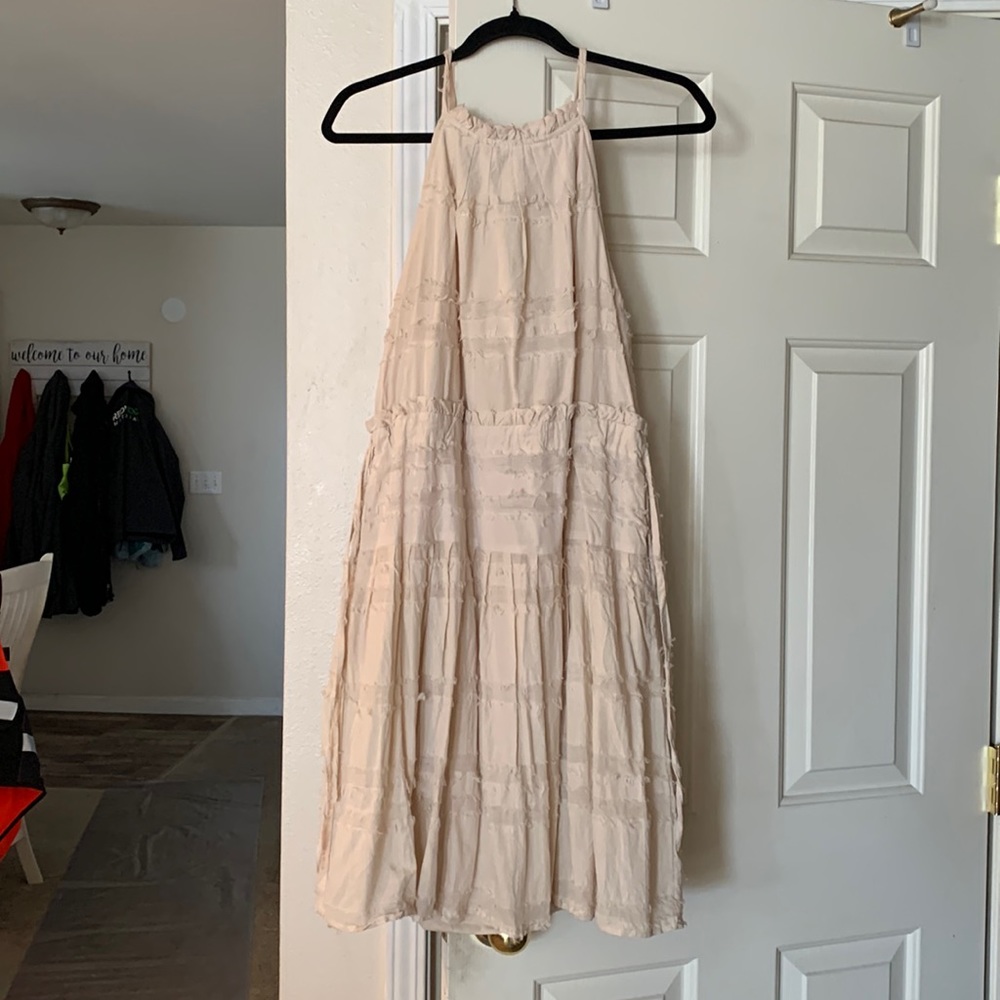 Stone off white mini dress
